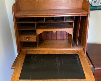 #39 Antique Oak Secretary Desk - As is Trim. 1 Drawer. Drop front 43x19.5x56" $ 225.00