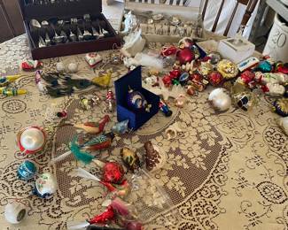 Tons of hand blown glass Christmas ornaments.