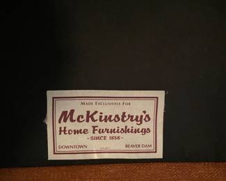 McKinstry's just closed this year after 167 years in business. Don't worry. This sofa was made toward the end of their reign as the couch kings of Dodge County.