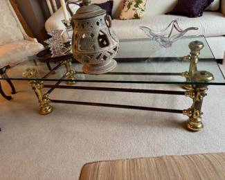 Glass and Brass Coffee Table 