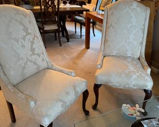 Pair Damask Host Chairs 