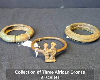 Collection of Three African Bronze Bracelets