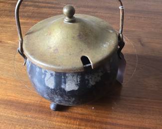 Antique Cast Iron and Brass Smudge Pot or Fire Starter