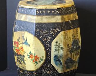 Antique Chinese HandPainted Wooden Rice Barrel Garden Seat