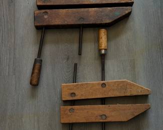 Vintage Wooden Hand Screw Clamps MATH. R. CO. MFG. CO.