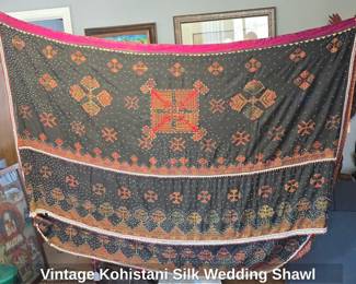 Vintage Kohistani Silk Wedding Shawl