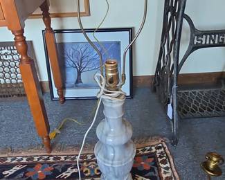 Vintage Italian Alabaster Baluster Table Lamp
