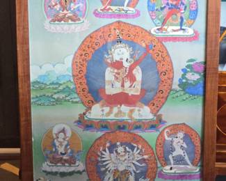 Tibetan Buddhist Thangka Painting of Chakrasamvara and Consort