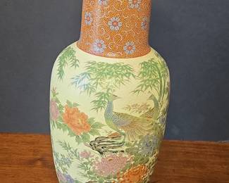 Japanese Satsuma Vase with Peacocks and Floral Motifs