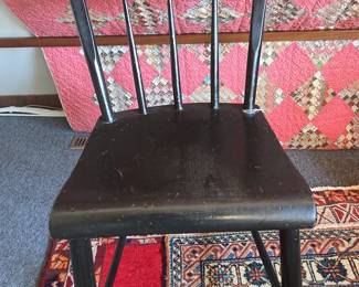 Black Stenciled Hitchcock Style Spindle Back Chair