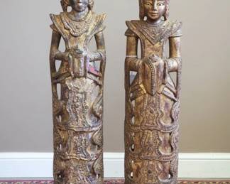 Pair of Thai Theppanom Guardian Statues