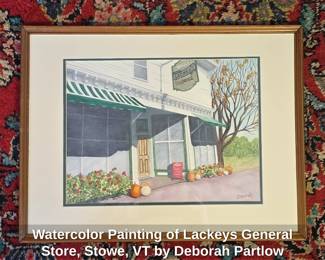 Watercolor Painting of Lackeys General Store, Stowe, VT by Deborah Partlow