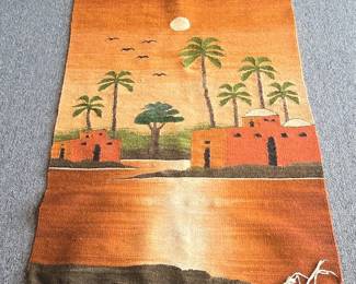 Vintage Egyptian Handwoven Wool Camel Desert Tapestry