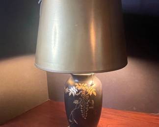 Japanese Satsuma Style Lamp with Wisteria Motif