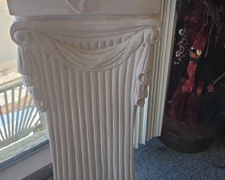 Vintage Plaster Fluted Column Pedestal Stand