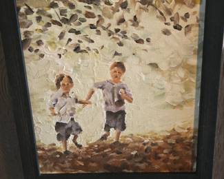 Small Oil Painting of Two Children