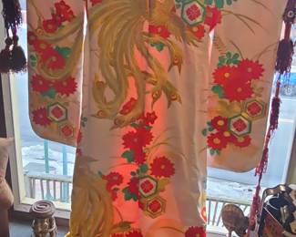 Vintage Japanese Uchikake Wedding Kimono with Phoenix and Floral Motifs