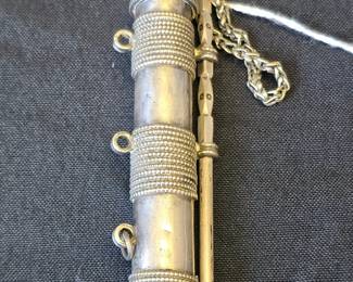 Antique Silver Kohl Pot with Chain