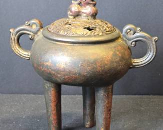 Chinese Bronze Tripod Censer with Seal Mark