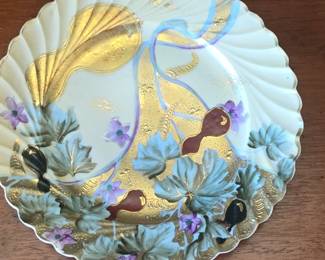 Antique Japanese Porcelain Plate with Floral and Gold Decoration