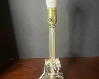 Vintage Crystal Column Boudoir Lamp