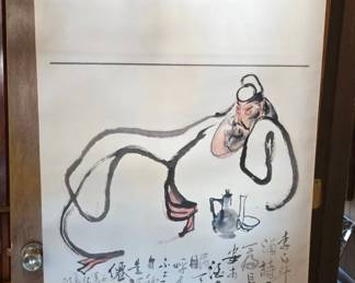Chinese Scroll Painting of Li Bai Drinking