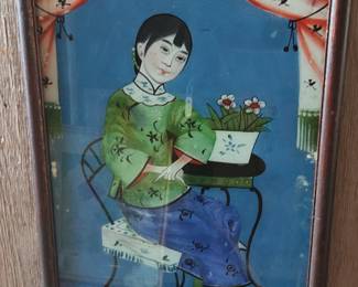 Chinese Reverse Glass Painting Portrait
