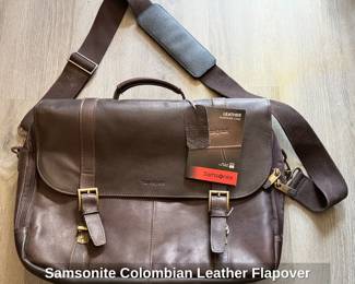 Samsonite Colombian Leather Flapover Laptop Briefcase