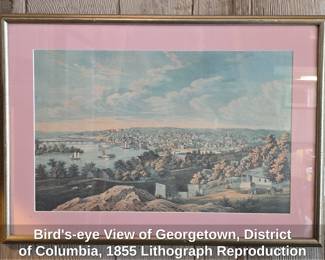 Birdseye View of Georgetown, District of Columbia, Lithograph Reproduction