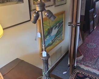 Antique Bronze Table Lamp Base Art Nouveau Style