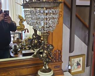 Vintage Loevsky Loevsky Crystal Cherub Lamp