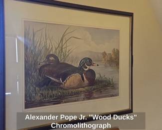 Alexander Pope Jr. Wood Ducks Chromolithograph