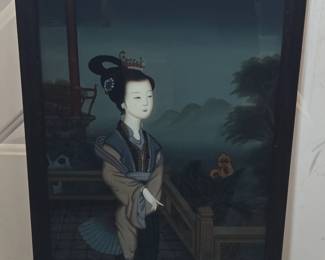 Chinese Reverse Glass Painting of a Woman
