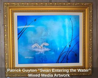 Patrick Guyton Swan Entering the Water Mixed Media Artwork