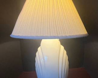 s Art Deco Style White Swirl Ceramic Table Lamp