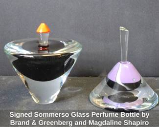 Signed Sommerso Glass Perfume Bottle by Brand Greenberg and Magdaline Shapiro Art Glass Perfume Bottle