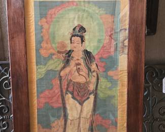 Antique Chinese Scroll Painting of Guanyin