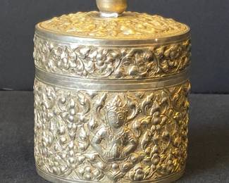 Antique Burmese Silver Betel Nut Box