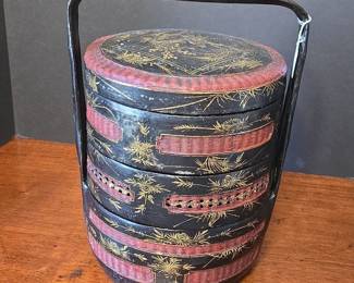 Antique Chinese Peranakan Wedding Basket Bakul Siah