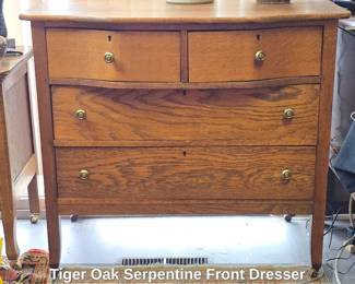 Tiger Oak Serpentine Front Dresser