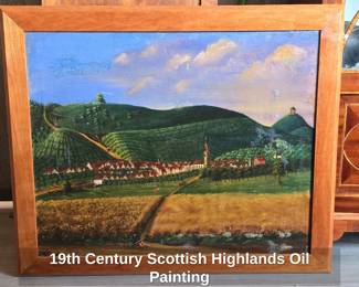 th Century Scottish Highlands Oil Painting
