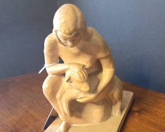 Esther Fuller Sculpture of Woman and Lamb, circa