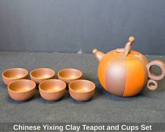 Chinese Yixing Clay Teapot and Cups Set