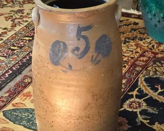 Antique Gallon Stoneware Crock with Lug Handles