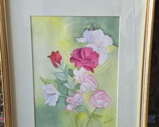Original Watercolor Painting Still Life With Roses by Deborah Stier