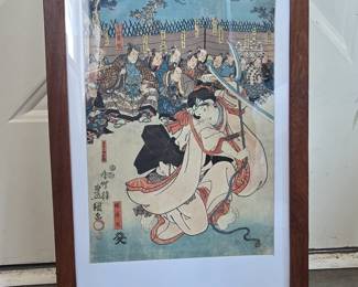 Japanese Ukiyoe Woodblock Print by Utagawa Kunisada Toyokuni III  Center Panel of a Triptych