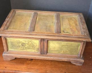 Vintage Walnut and Brass Sunburst Decorative Box