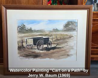 Watercolor Painting Cart on a Path by Jerry W. Baum 