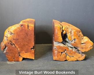 Vintage Burl Wood Bookends
