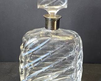Cut Crystal Decanter with Silver Overlay
